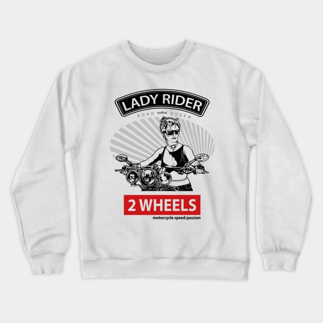 Lady Rider Road Queen, T-shirt for Biker, MotorCycle Rider Tee, Biker Gift Crewneck Sweatshirt by Ben Foumen